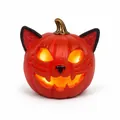 Halloween cat-shaped pumpkin lamp figurine with warm glowing eyes for festive home decor - Cat & Pumpkin / Solar Powered