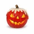 Halloween pumpkin lantern with spooky glowing face and melted white wax decoration - Melted Wax Pumpkin Style / Solar Powered
