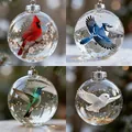 Lot de 4 ornements en verre d oiseaux avec cardinal geai bleu hibou et colibri chic - Collection de 4 Pièces