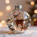Décoration de Noël en verre cristal avec une figurine de cerf réaliste et de la neige - Élan