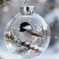 Élégant oiseau mésange dans un ornement en cristal pour décoration de sapin de Noël - Mésange à Tête Noire