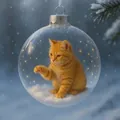Boule de Noël en verre cristal avec un adorable petit chat roux sur de la neige - Chat Orange 2