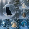 Magnifiques ornements de Noël en verre transparent avec diverses races de chats mignonnes - Collection de 6 Pièces