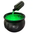 Halloween witch cauldron decoration with glowing green liquid effect for indoor parties - Small Bat Cauldron
