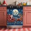Couverture magnétique décorative de Noël pour lave-vaisselle avec le Père Noël et les rennes - 万圣节主题洗碗机贴纸-14