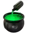 Halloween witch cauldron decoration with glowing green light and pouring bottle effect - Medium Bat Cauldron