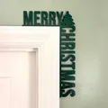 Green wooden 'Merry Christmas' door corner frame decoration for holiday home decor - Christmas Tree / Green