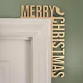 Handcrafted wooden Merry Christmas door frame corner sign for festive holiday home decor - Wooden Chair / Light gold