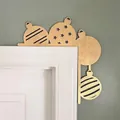 Christmas wooden ball door frame corner decoration with laser cut star and stripe designs - Gold Ball