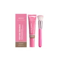 Professional Zephoco long-lasting dark skin foundation set with matching pink makeup brush - 30.00g / Deep Skin