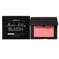 Fard à joues mat soyeux ZEPHOCO Peach Red avec emballage compact et boîte noire - 3.5g / Rose vif