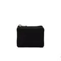 Minimalistischer mini schwarzer Canvas-Geldbeutel mit Reißverschluss und weißen Nähten - Breite 20 Höhe 15 / Schwarz
