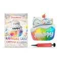 Set de globos de pastel de cumpleaños de colores con bomba manual de fiesta. - 1 Globo Y 1 Bomba / Estilo Pastel de Cumpleaños