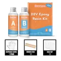 Kit completo de resina epoxi DIY con accesorios para manualidades y joyería - Resina 50ML + Endurecedor 50ML + Palitos de Mezcla *2 + Tazas Medidoras *2 + Guantes 1 Par