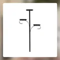 Close-up of black triple tiered tree topper candle holder with elegant curved iron arms - Tree Topper Wrought Iron Candle Holder Stand 90cm