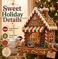 Detailed gingerbread house bird feeder with festive icing-inspired textures. - Gingerbread House