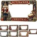 Cadres de plaque d'immatriculation de Noël en 3D avec motifs casse-noisette et Père Noël - Casse-noisette