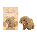 Cute DOWMOO electric plush toy dog with soft brown fur and original product box packaging. - Brown Teddy Poodle Style (1PC)
