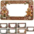 Cadres de plaque d'immatriculation de Noël avec motifs de pain d'épice et casse-noisette. - Bonhomme en pain d’épice