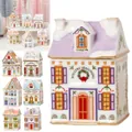 Close-up of decorative ceramic spice house labeled Poultry Seasoning from the village set - Christmas Village Spice House D