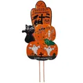 Halloween-Gartenstecker aus Metall mit Kürbis-, Skelett- und süßen Geisterfiguren - Skelett Grabstein Stil (Stil B)
