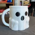 Detaillierte Nahaufnahme einer weißen 3D-Geister-Tasse für Halloween-Dekorationen - Geist Form (Ohne Löffel) / Ohne Löffel