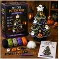 Kit complet de crochet DIY pour un arbre de potion de sorcière d'Halloween avec laine. - Arbre de Potion de Magicien