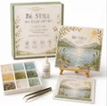 Complete doe-het-zelf zeeglaskunstset met landschapscanvas, lijm, pincet en glasstukjes - Landschap Display Editie (Q)