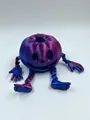 Detailansicht eines 3D-gedruckten beweglichen Kürbismonsters mit lila-blauem Seidenfinish. - Kürbis Smiley Gesicht / Lila