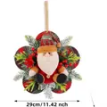Plüsch Weihnachtsmann Weihnachtskranz Hängedekoration mit Kiefernadeln und roten Beeren - Karierter Weihnachtsmann