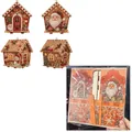 DIY pearl art Christmas house kit showing finished models and packaged materials - Santa Claus / DIY Wooden House Pearl Kit