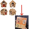 DIY Pearl Art Christmas House kit with snowman and snowflake designs for holiday craft projects. - Snowman / DIY Wooden House Pearl Kit