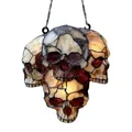 Gothic 3-skull stained glass style suncatcher acrylic pendant for Halloween decor - Skull Suncatcher Style A / 15cm