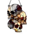 Gothic stained glass style skull suncatcher 2D flat acrylic Halloween decoration hanging ornament - Skull Suncatcher Style B / 15cm