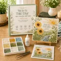 Complete DIY zeeglaskunstset met zonnebloemen en zonontwerp voor decoratie in huis - Sunflower Rural Theme (F)