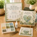 Complete set voor zeeglaskunst met canvas met hartpatroon en DIY-gereedschap - Romantisch Hart Thema (H)