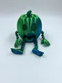Bewegliches 3D-gedrucktes Kürbismonster-Spielzeug in grün-blauem Seidenfinish - Kürbis Erschrocken / Blaugrün