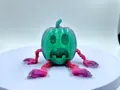 Artikuliertes 3D-gedrucktes Halloween-Kürbismonster-Spielzeug mit grünem Kopf und rosa Gliedern - Kürbis Erschrocken / Rosa und Grün