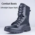Botas de combate tácticas para exteriores ultraligeras con diseño de cremallera lateral de moda - 43 26.5 / Estilo Cremallera Microfibra Ultra Ligero