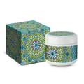 Bougie parfumée en cire de soja dans un pot à motif mandala avec boîte cadeau assortie - Freesia