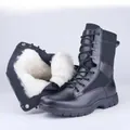 Botas tácticas de invierno ultraligeras con forro de lana y cremallera lateral - 43 26.5 / Estilo Hiver Nuevo Lana Polar (017)