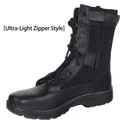 Botas tácticas negras ultraligeras con cremallera lateral y malla transpirable - 38 / Cremallera Nueva de Microfibra [Estilo Ultra-ligero]