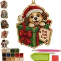 DIY Christmas pearl diamond painting kit showing dog ornament and complete craft tools - Dog