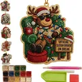 Funny Christmas DIY diamond painting ornament kit with tools and colorful resin beads - Elk