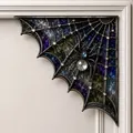 Detailansicht der bunten Buntglas-Spinnennetz-Eckdekoration an einem Türrahmen - Stil C / 20*19*0.2cm