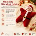 Vue détaillée d'une gigoteuse bébé étoile rouge Père Noël avec texture en maille douillette. - Style Père Noël (E)