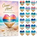 Caja de colección Ocean Heart de 24 piezas con regalos de acrílico en forma de corazón - Juego de Caja de Regalo Creativa / Juego de 24 Piezas