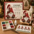 Vue détaillée du kit de mosaïque de gnome de Noël avec tous les composants DIY. - Style B (Sans Boîte de Couleur) / Ensemble 1