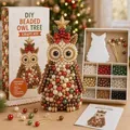 Kit creativo de manualidades de búho navideño con cuentas de colores y alfileres - Búho