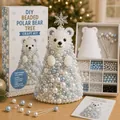 Kit de manualidades DIY árbol Navidad oso polar con perlas blancas y azules y alfileres. - Oso Polar